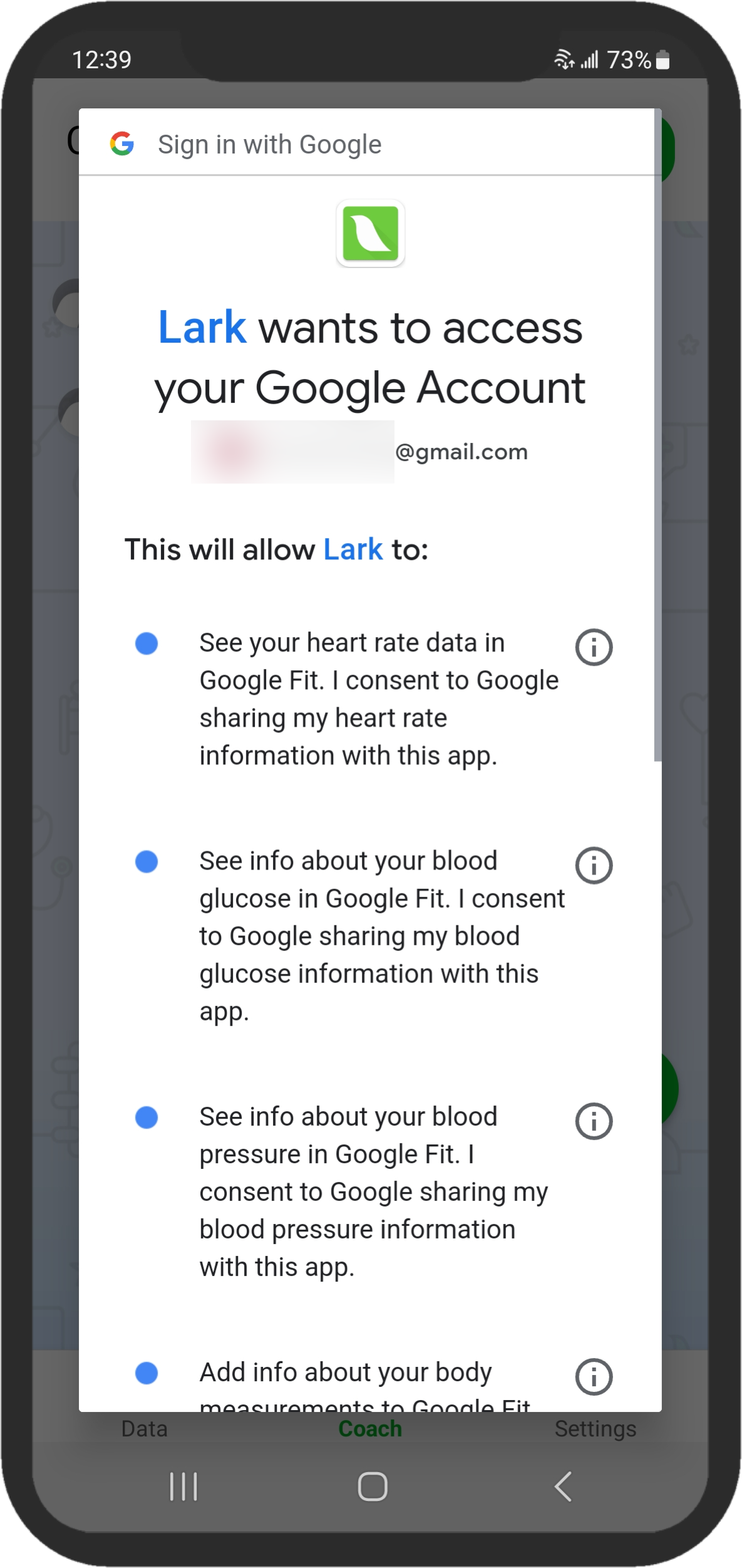 Connecting to Google Fit